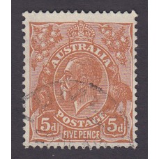 Australian    King George V    5d Brown   C of A WMK   Plate Variety 3R34..